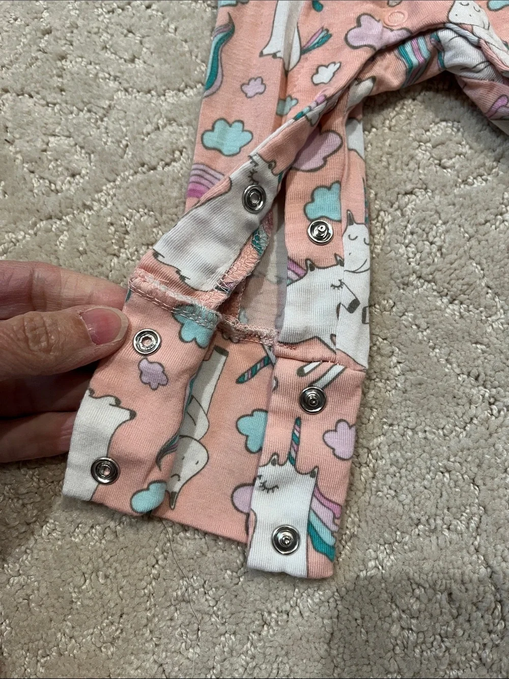 Posh Peanut Ruffled Jumpsuit Size 9-12 Month “Pink Olive Unicorn”